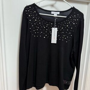 Liz Claiborne Black Top with Pearl Details